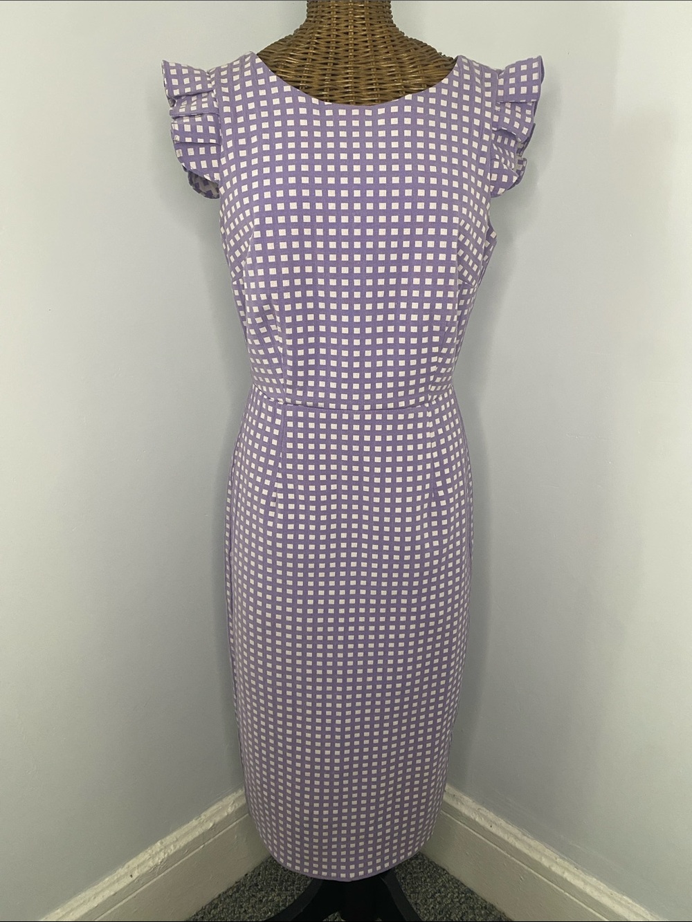 eva mendes for New York & Company Lavender Gingham Midi Dress